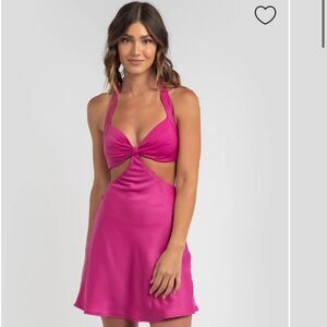 Saints and Secrets Hot Pink Satin Bow Cutout Dress Large